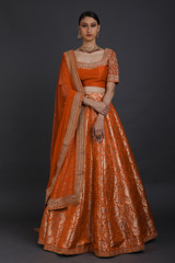 Orange Banarasi Lehenga